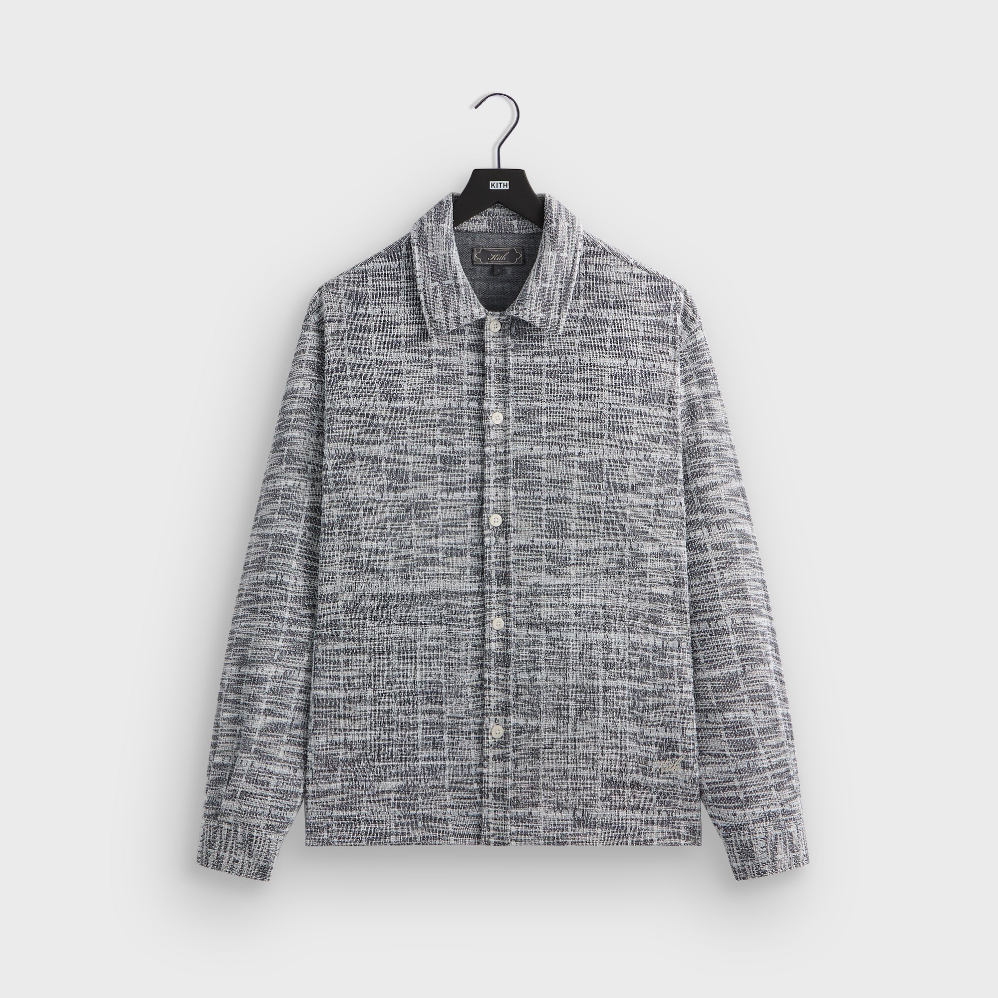Kith Tweed Long Sleeve Boxy Collared Overshirt - Nocturnal | Kith Nocturnal