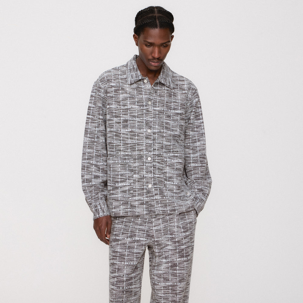 Kith Tweed Long Sleeve Boxy Collared Overshirt - Nocturnal | Kith Nocturnal