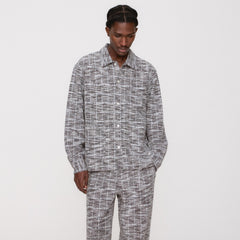 Kith Tweed Long Sleeve Boxy Collared Overshirt - Nocturnal | Kith Nocturnal