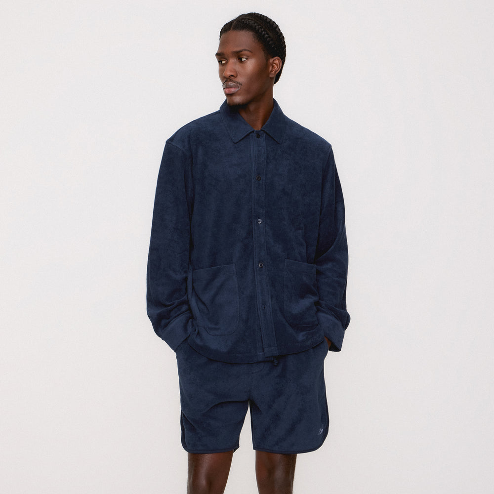 Kith Terry Boxy Collared Overshirt - Nocturnal | Kith Nocturnal