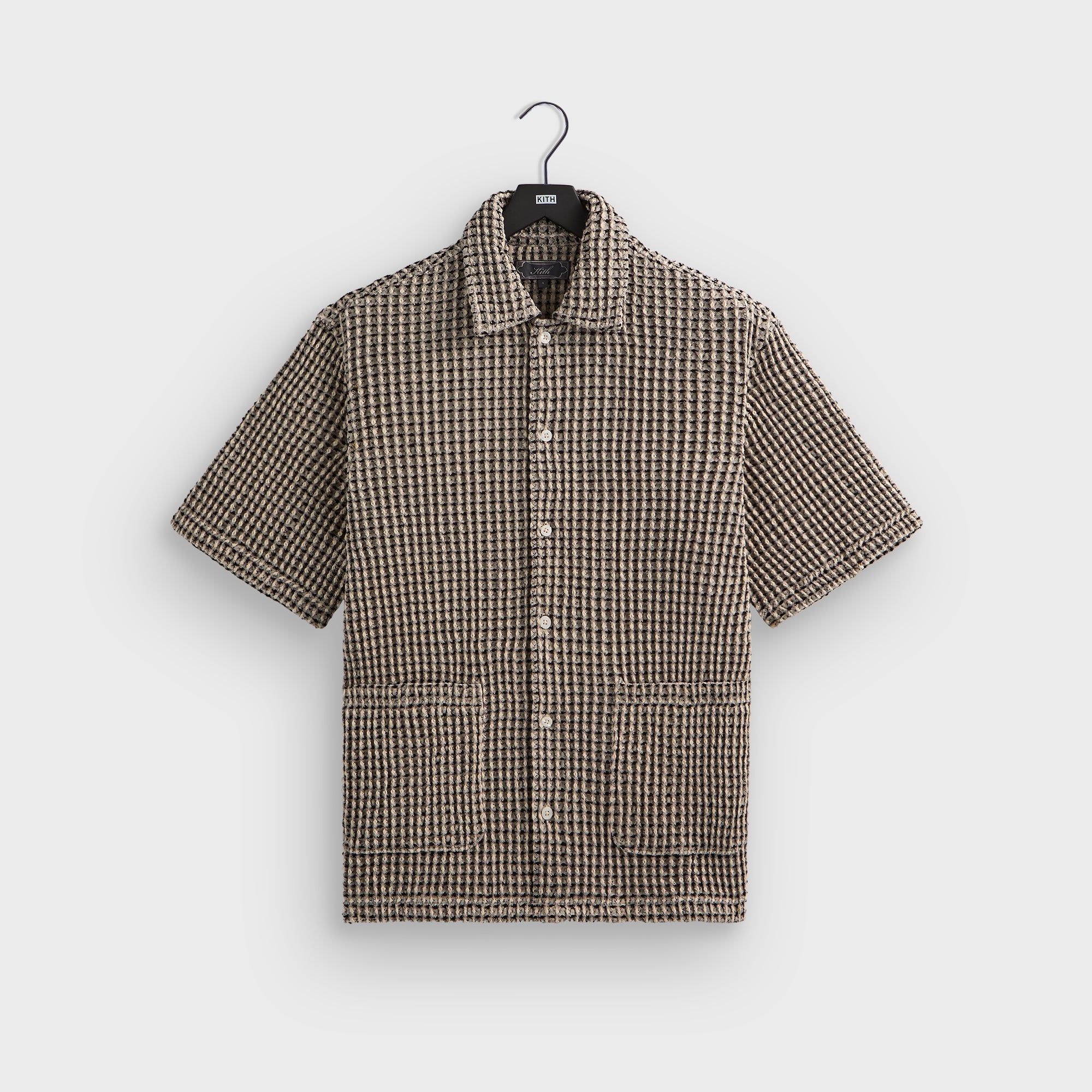 Kith Geometric Diamond Short Sleeve Boxy Collared Overshirt - Black | Kith Black