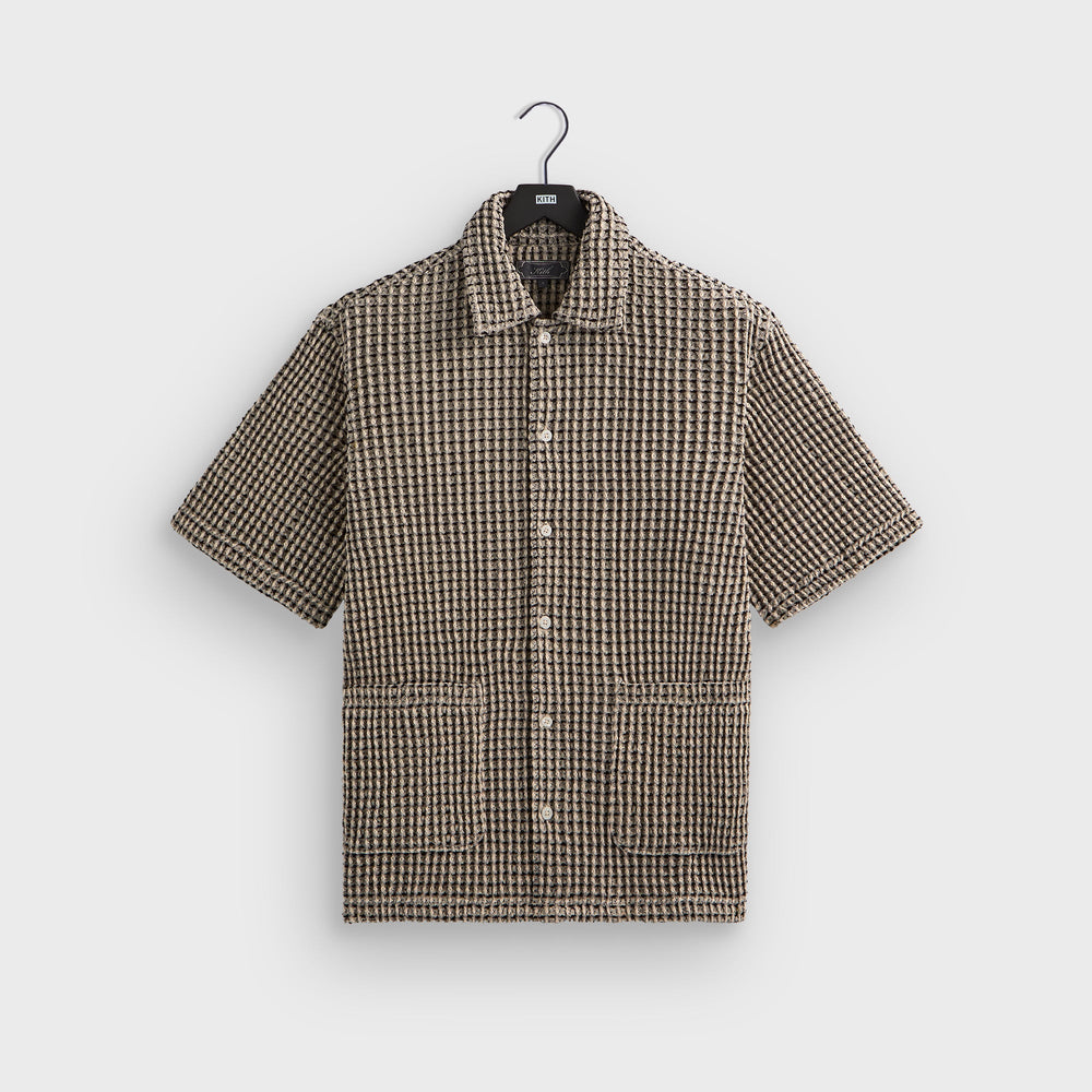 Kith Geometric Diamond Short Sleeve Boxy Collared Overshirt - Black | Kith Black