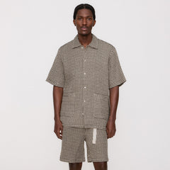 Kith Geometric Diamond Short Sleeve Boxy Collared Overshirt - Black | Kith Black