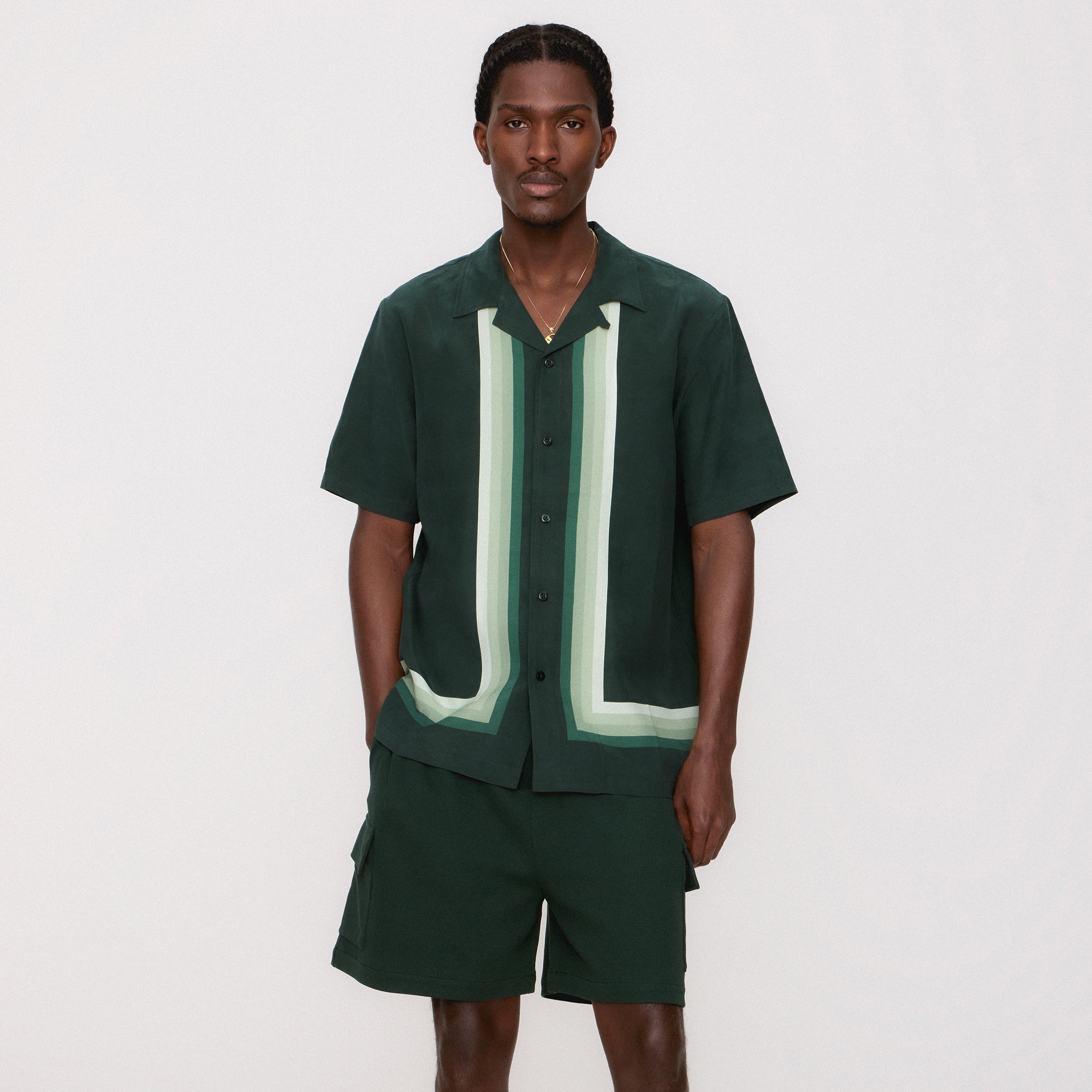 Kith Border Stripe Thompson Camp Collar Shirt - Stadium | Kith Stadium