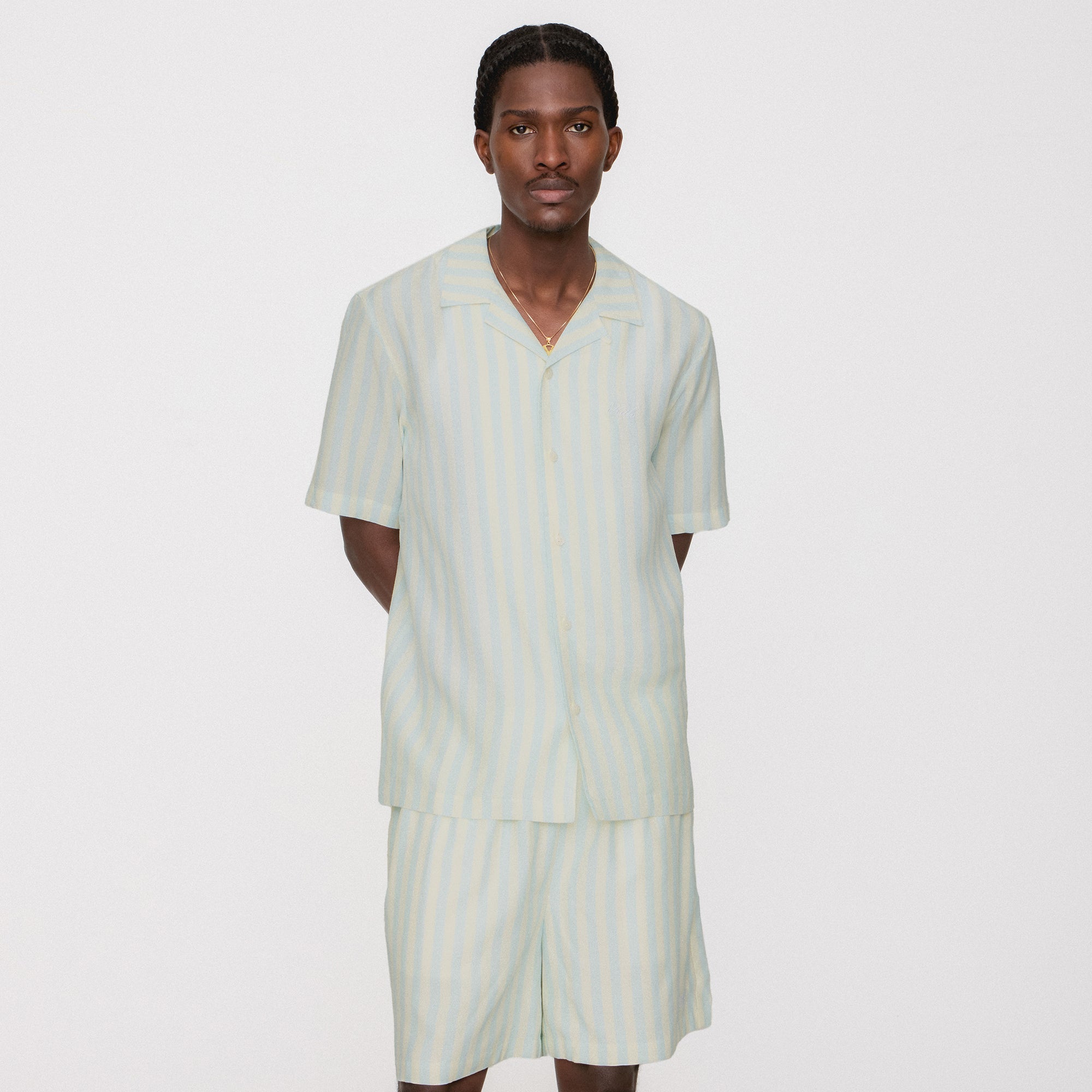 Kith Striped Thompson Camp Collar Shirt - Light Indigo | Kith Light Indigo
