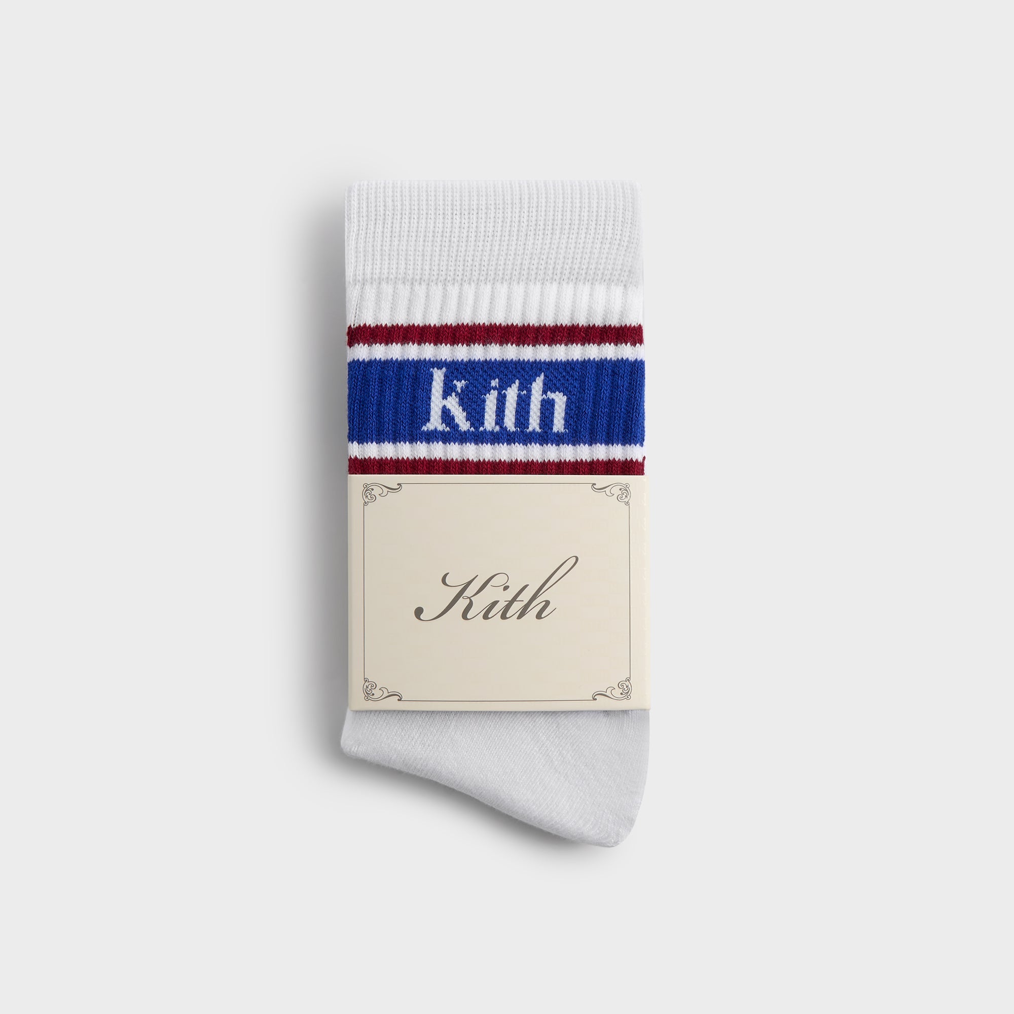 Kith 3-Pack Variegated Striped Mid Crew Socks - White | Kith White