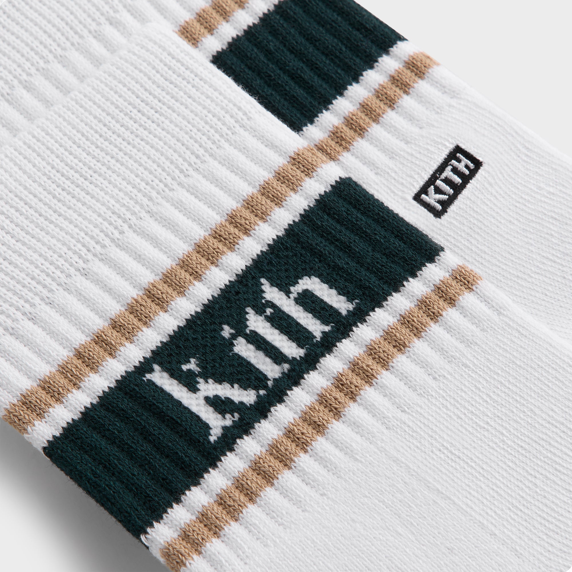 Kith 3-Pack Variegated Striped Mid Crew Socks - White | Kith White
