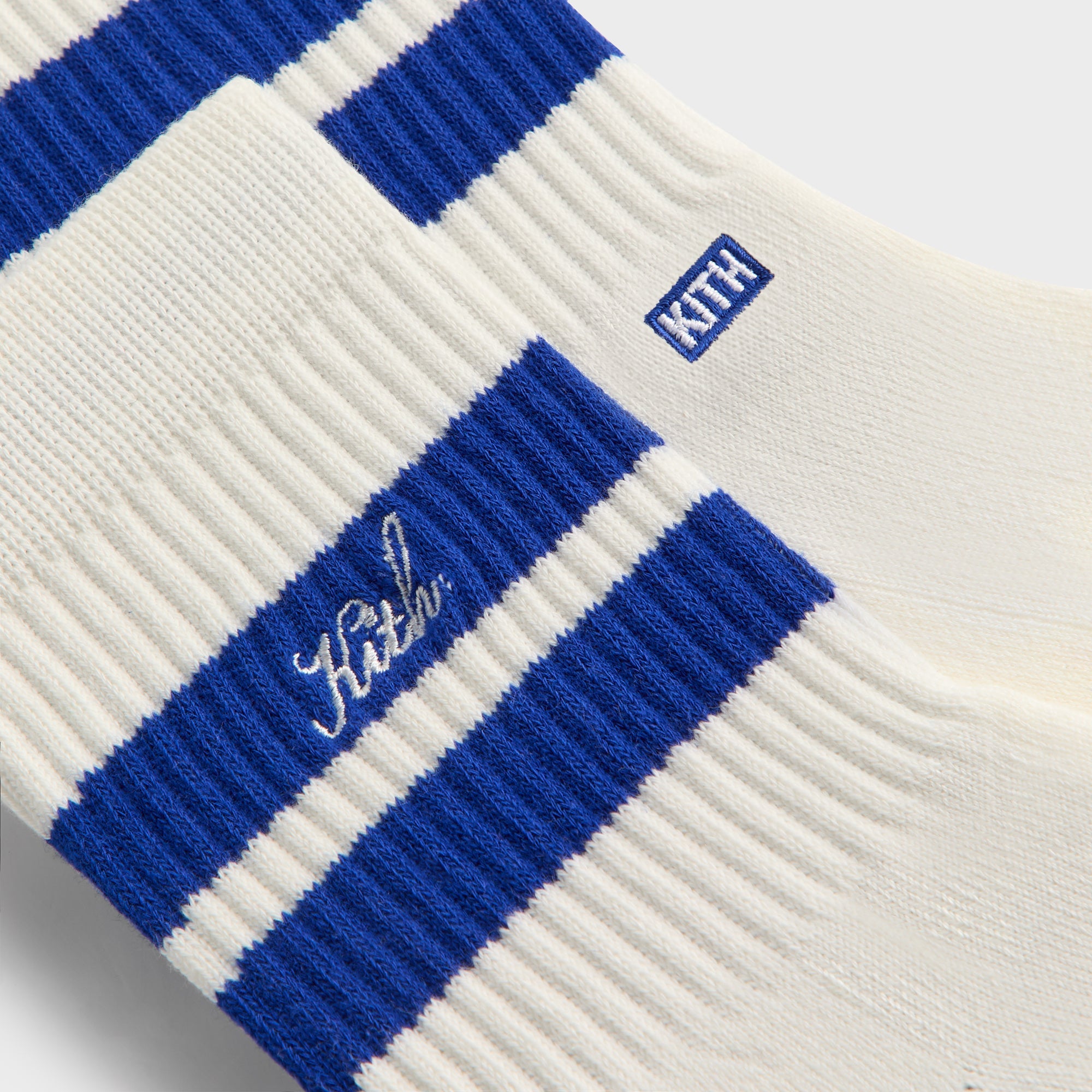 Kith 3-Pack Striped Mid Crew Socks - White | Kith White