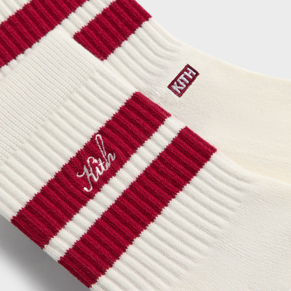 Kith 3-Pack Striped Mid Crew Socks - White | Kith White