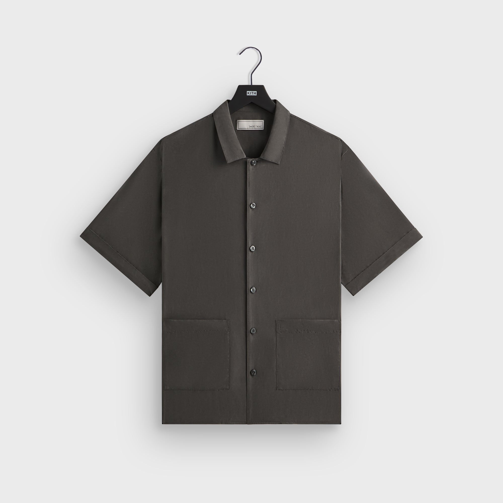 &Kin Silk Habotai Short Sleeve Reade Shirt - Somber | Kith Somber