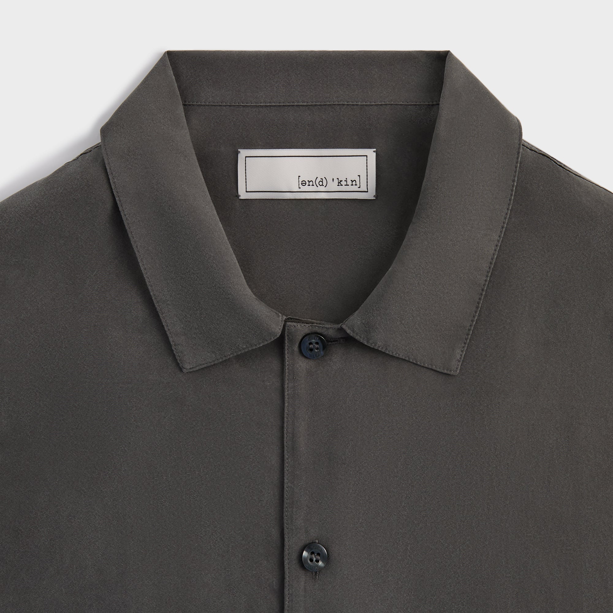 &Kin Silk Habotai Short Sleeve Reade Shirt - Somber | Kith Somber