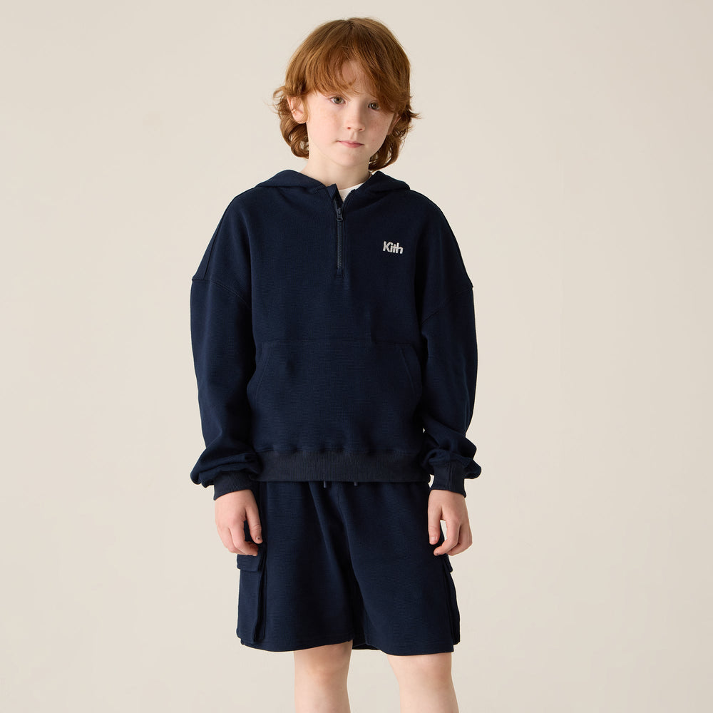 Kith Kids Waffle Nelson Quarter Zip Hoodie - Nocturnal | Kith Nocturnal