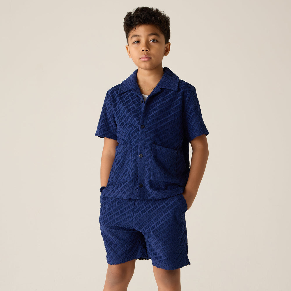 Kith Kids Monogram Terry Camp Shirt - Screen | Kith Screen