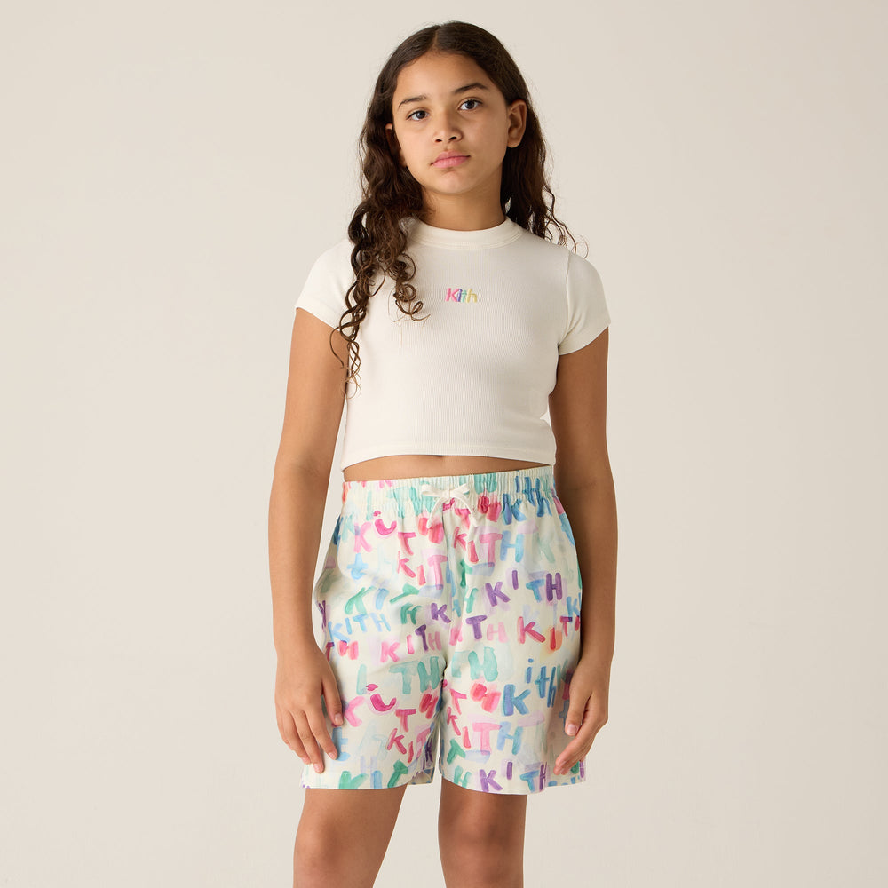 Kith Kids Watercolor Camp Short - White | Kith White