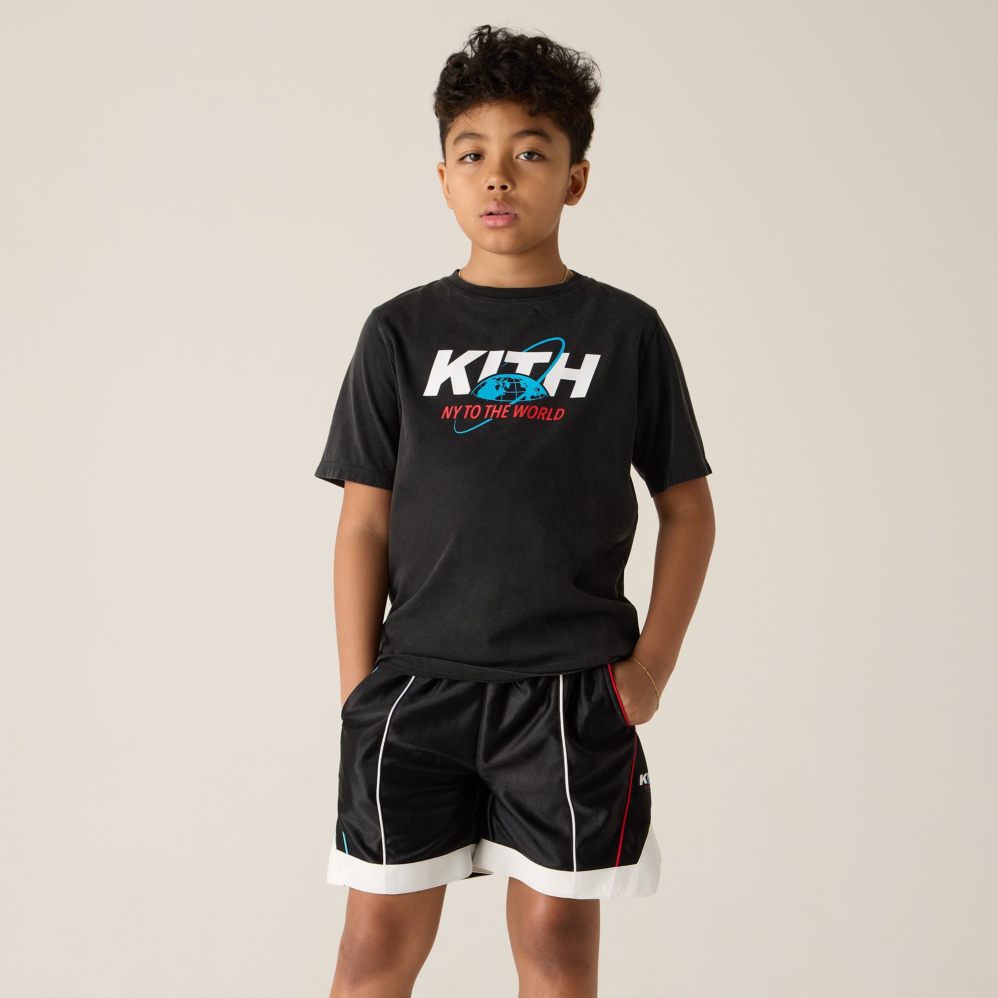 Kith Kids New York to the World Unisphere Vintage Tee - Black | Kith Black
