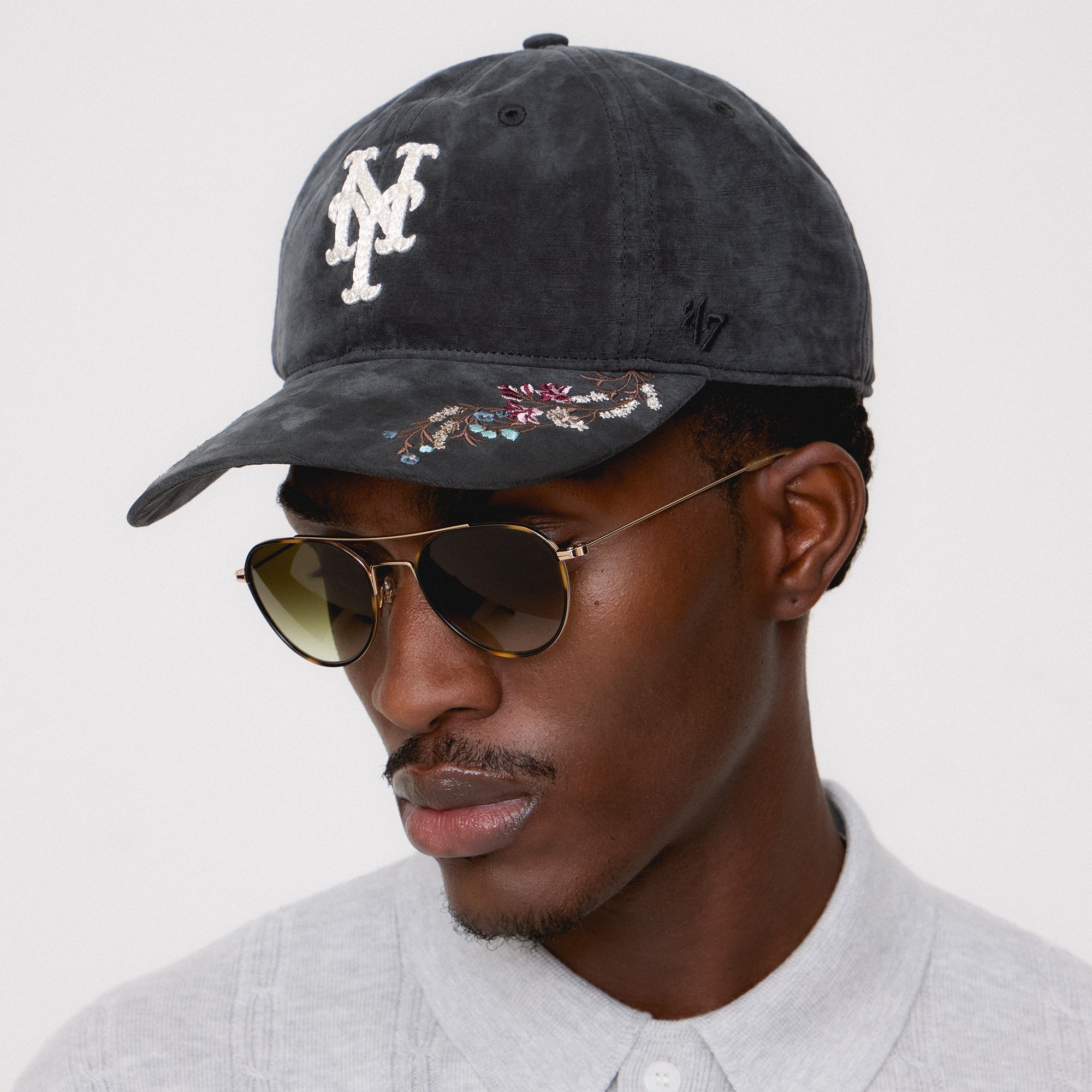Kith & '47 for the New York Mets Cupro Linen Franchise LS Cap - Black | Kith Black