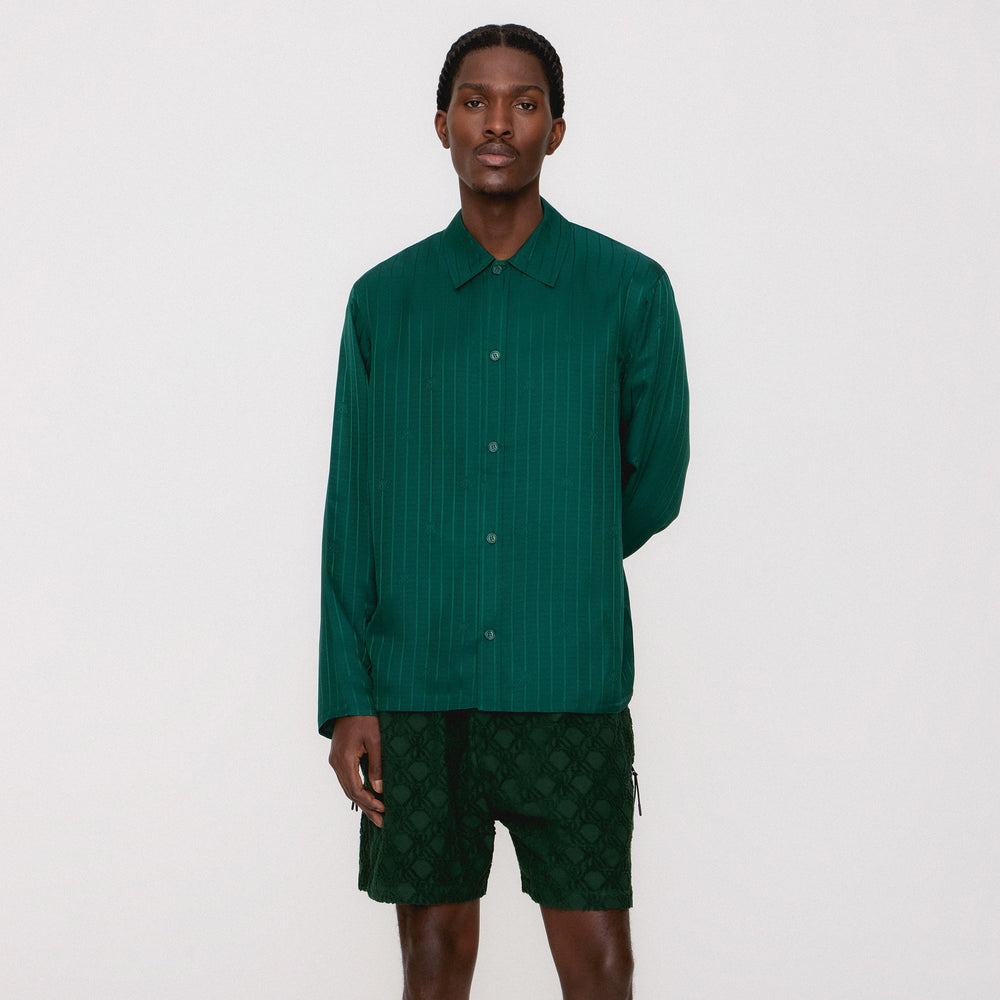 Kith Crest Logo Boxy Collared Overshirt - Fairway | Kith Fairway