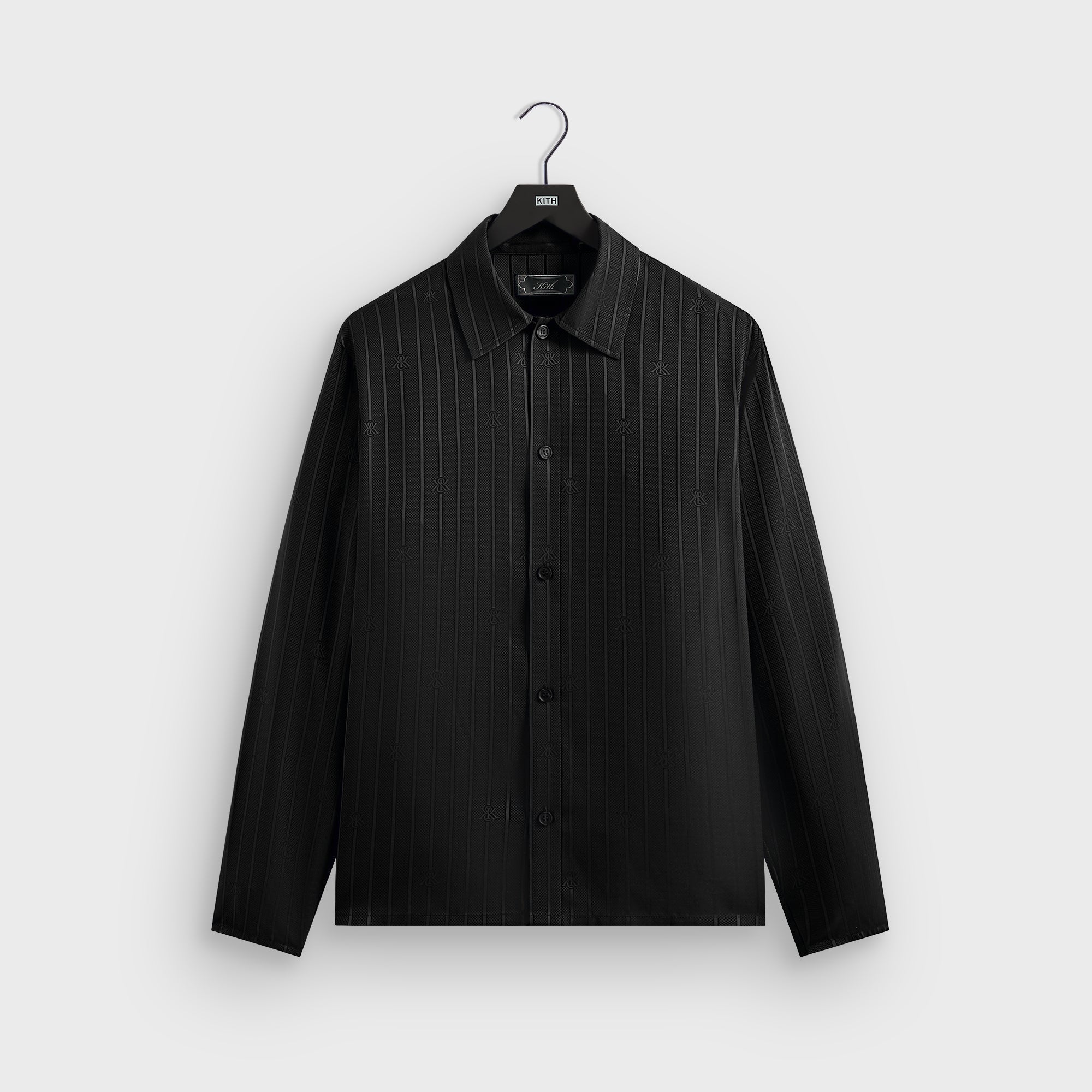 Kith Crest Logo Boxy Collared Overshirt - Black | Kith Black