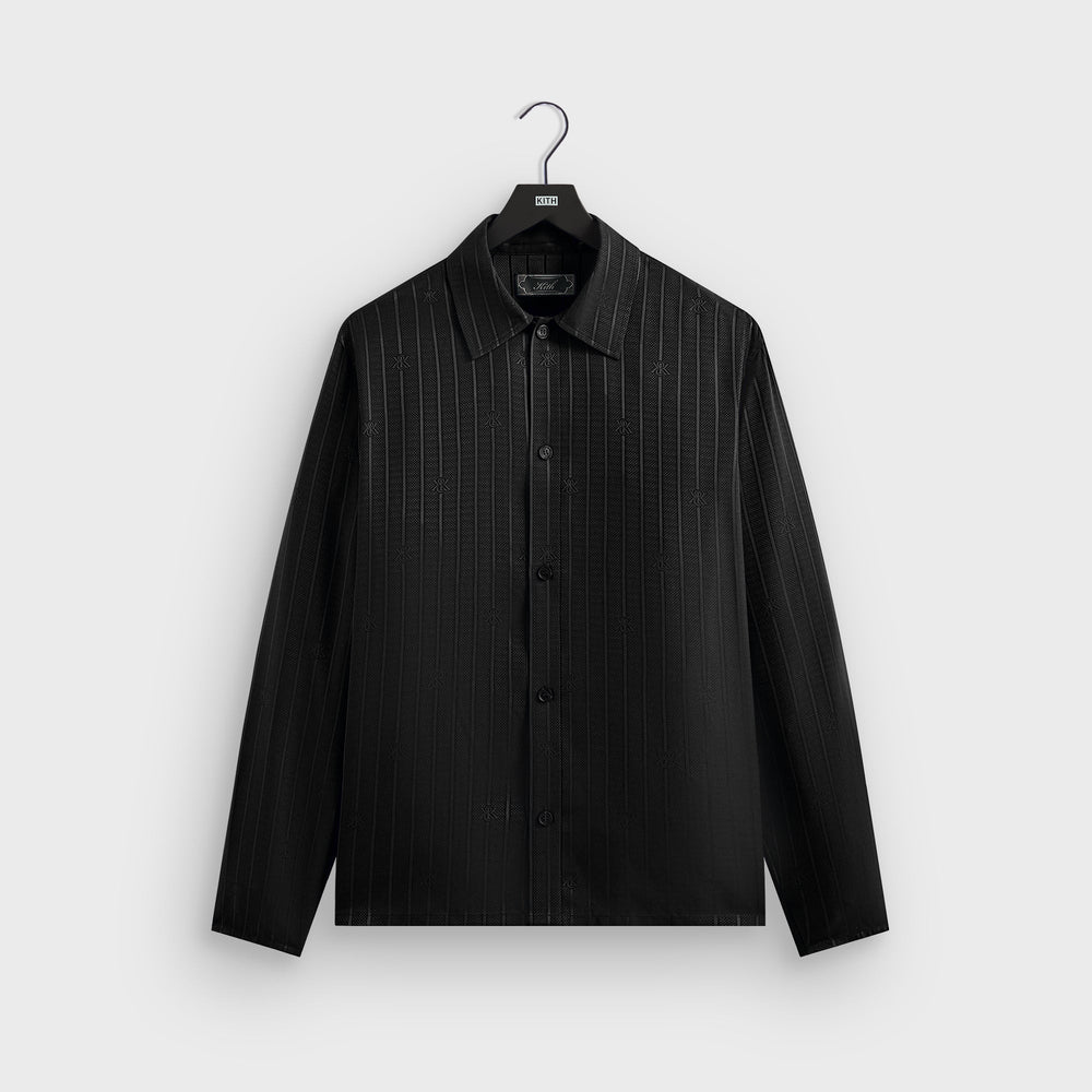 Kith Crest Logo Boxy Collared Overshirt - Black | Kith Black