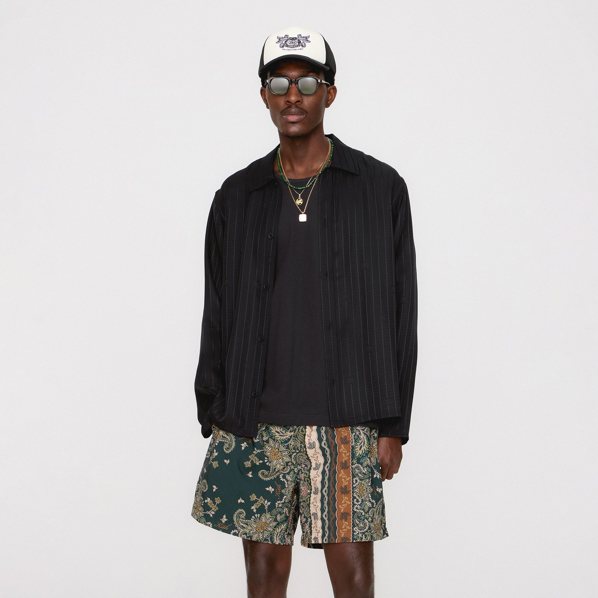 Kith Crest Logo Boxy Collared Overshirt - Black | Kith Black
