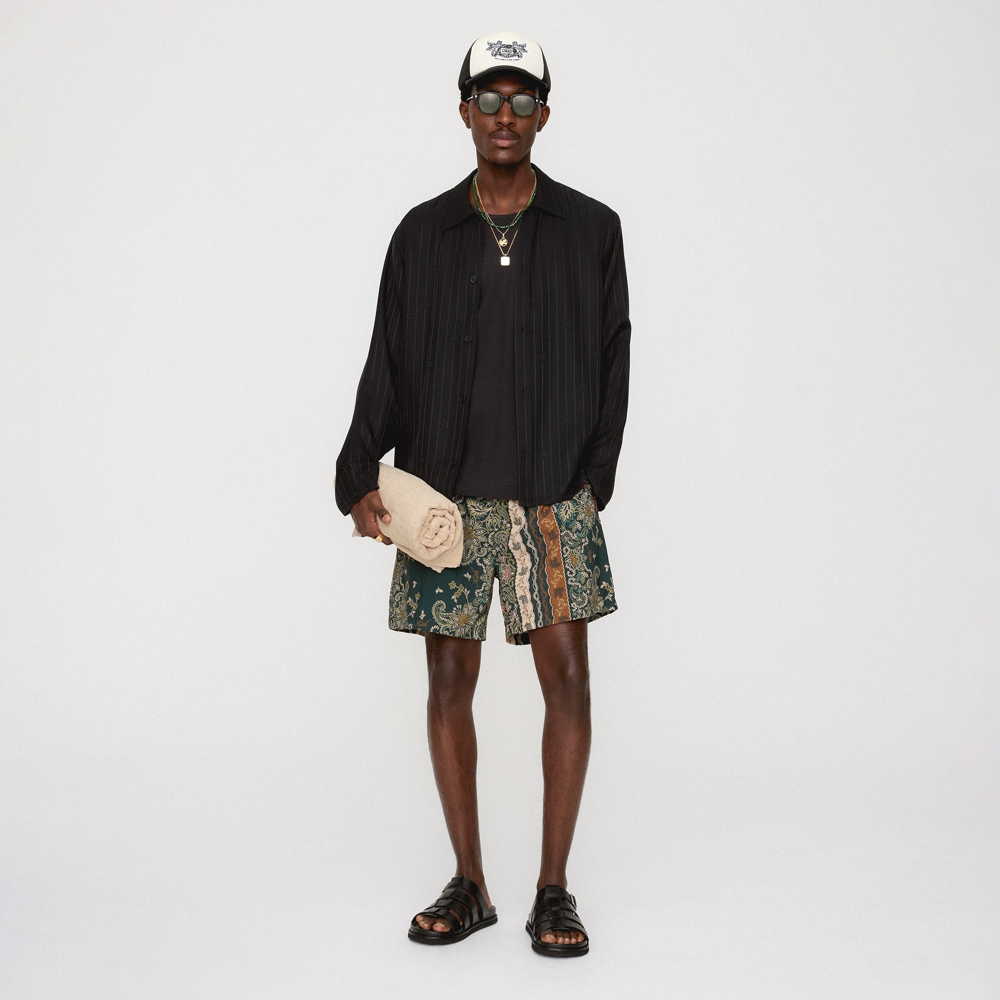 Kith Crest Logo Boxy Collared Overshirt - Black | Kith Black