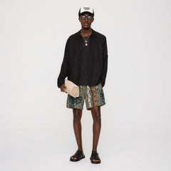 Kith Crest Logo Boxy Collared Overshirt - Black | Kith Black
