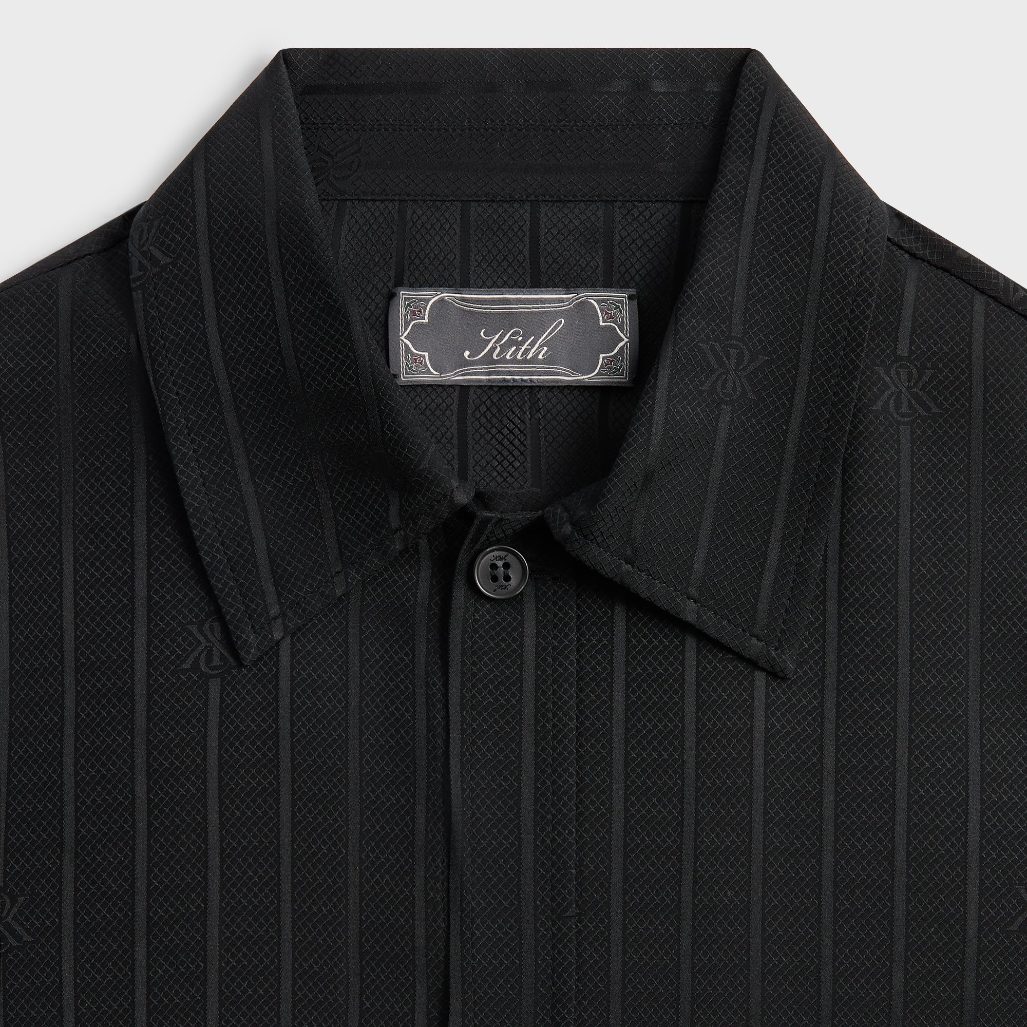 Kith Crest Logo Boxy Collared Overshirt - Black | Kith Black