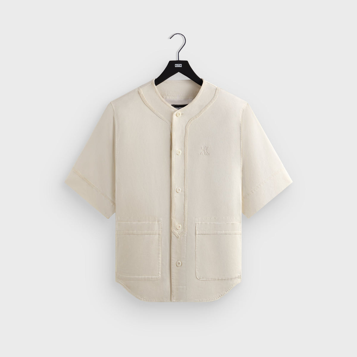 Kith Washed Denim Willis Baseball Shirt - Sandrift | Kith Sandrift