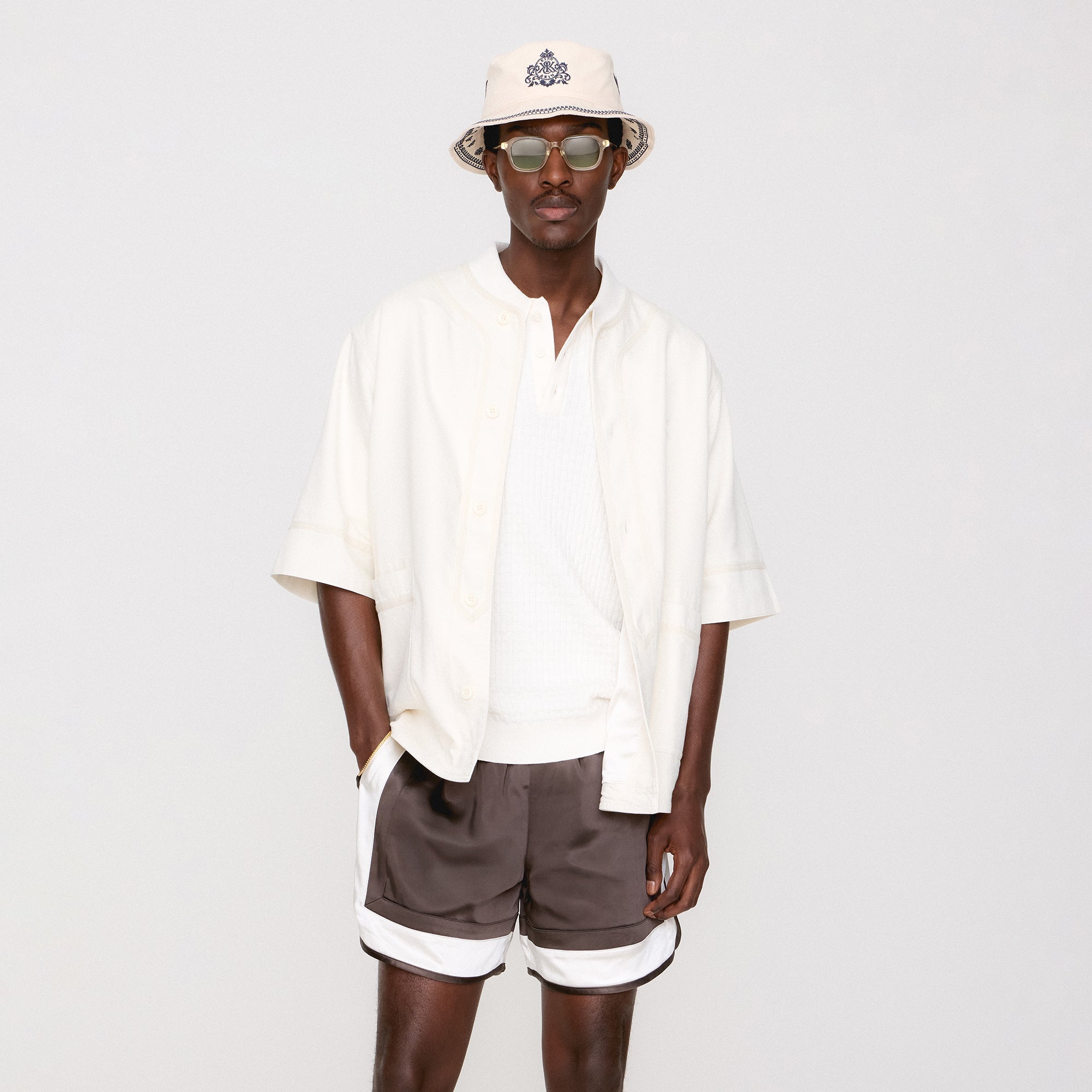 Kith Washed Denim Willis Baseball Shirt - Sandrift | Kith Sandrift