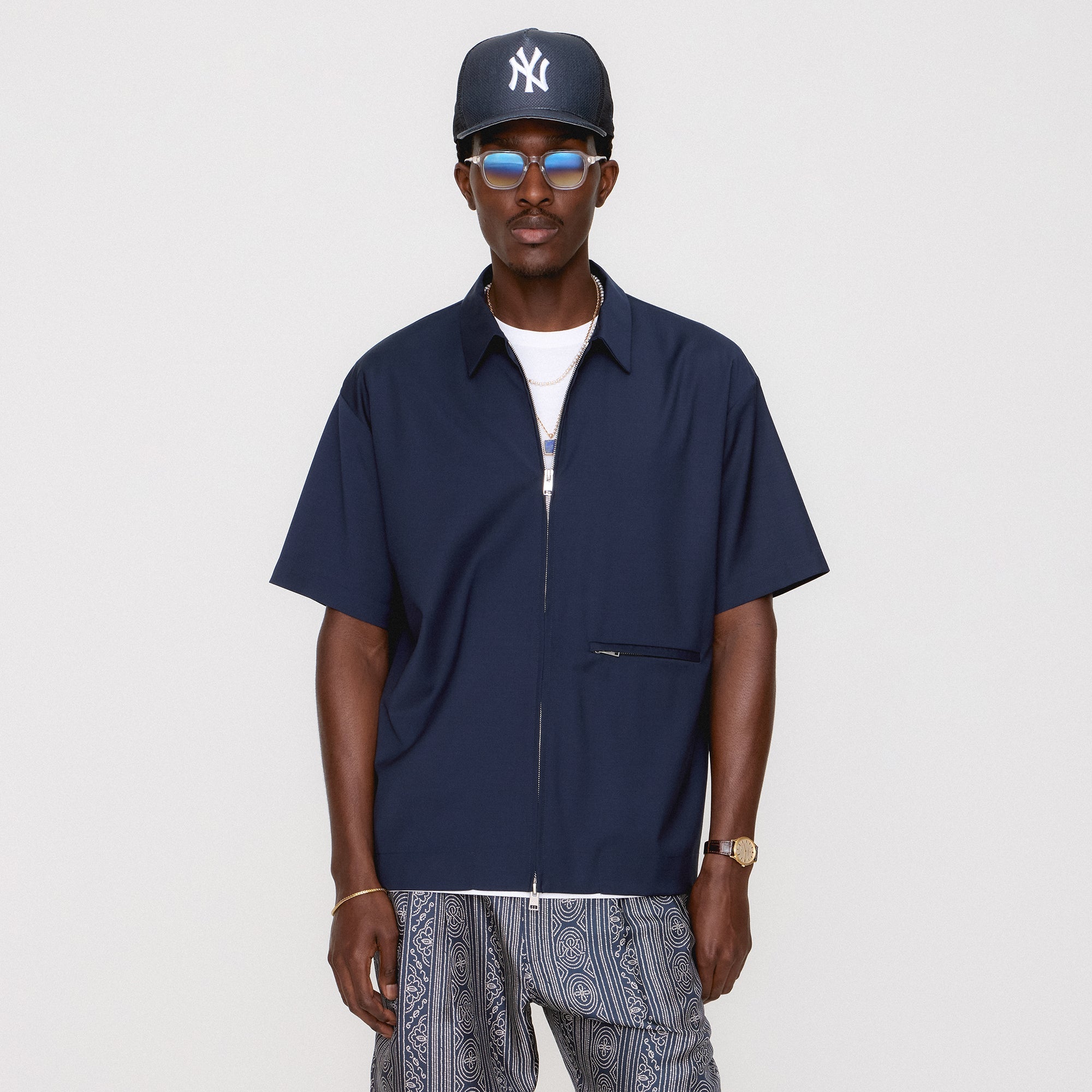 &Kin Tropical Wool Davenport Shirt - Admiral | Kith Admiral