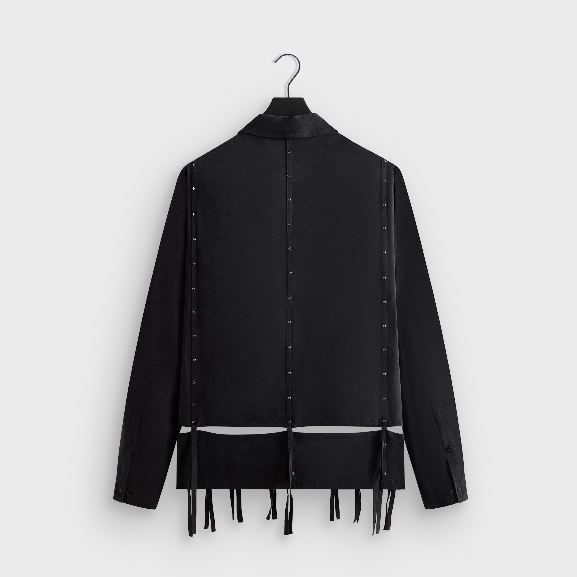 &Kin Ribbon Long Sleeve Boxy Collared Overshirt - Black | Kith Black