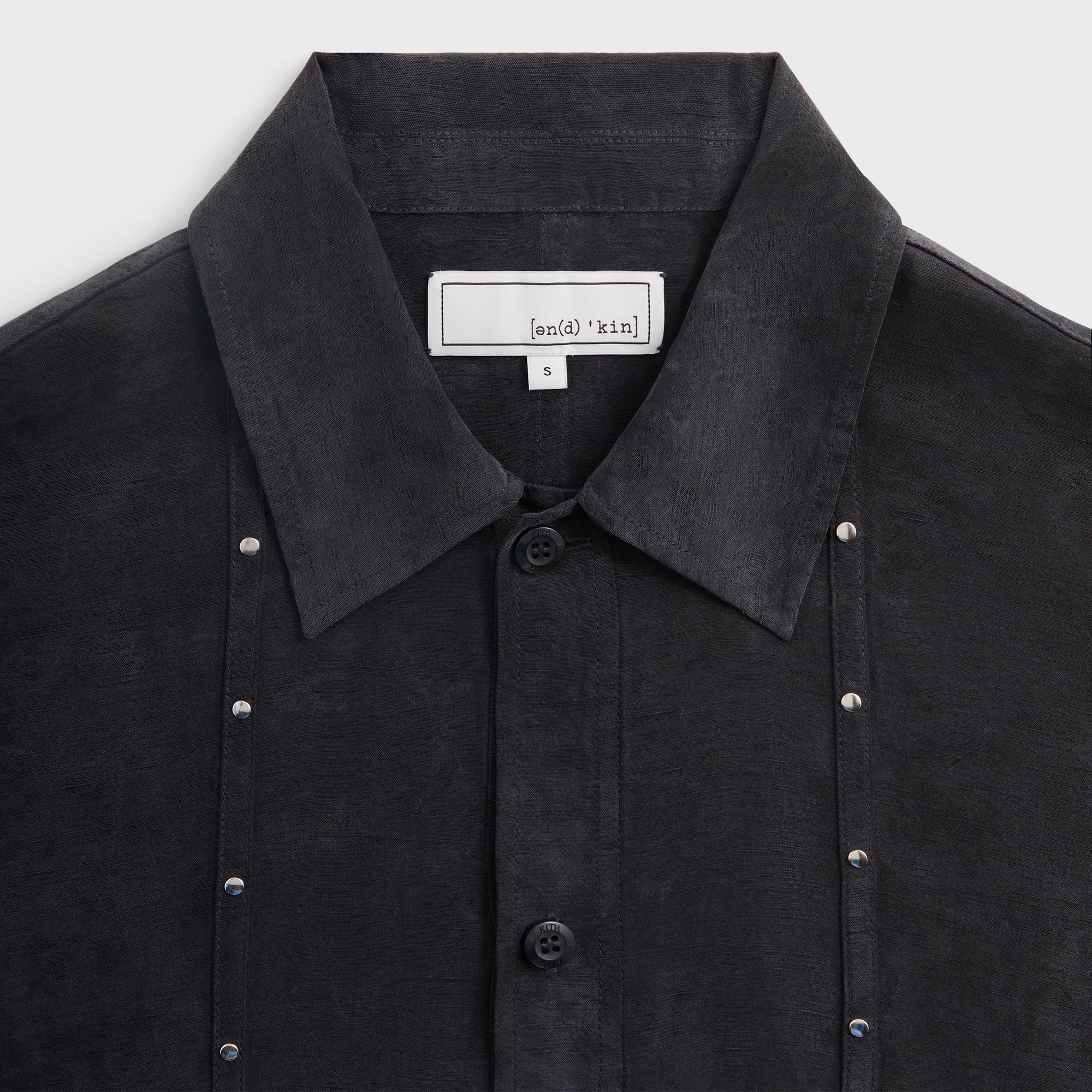 &Kin Ribbon Long Sleeve Boxy Collared Overshirt - Black | Kith Black