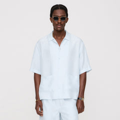 &Kin Silk Habotai Short Sleeve Reade Shirt - Light Indigo | Kith Light Indigo