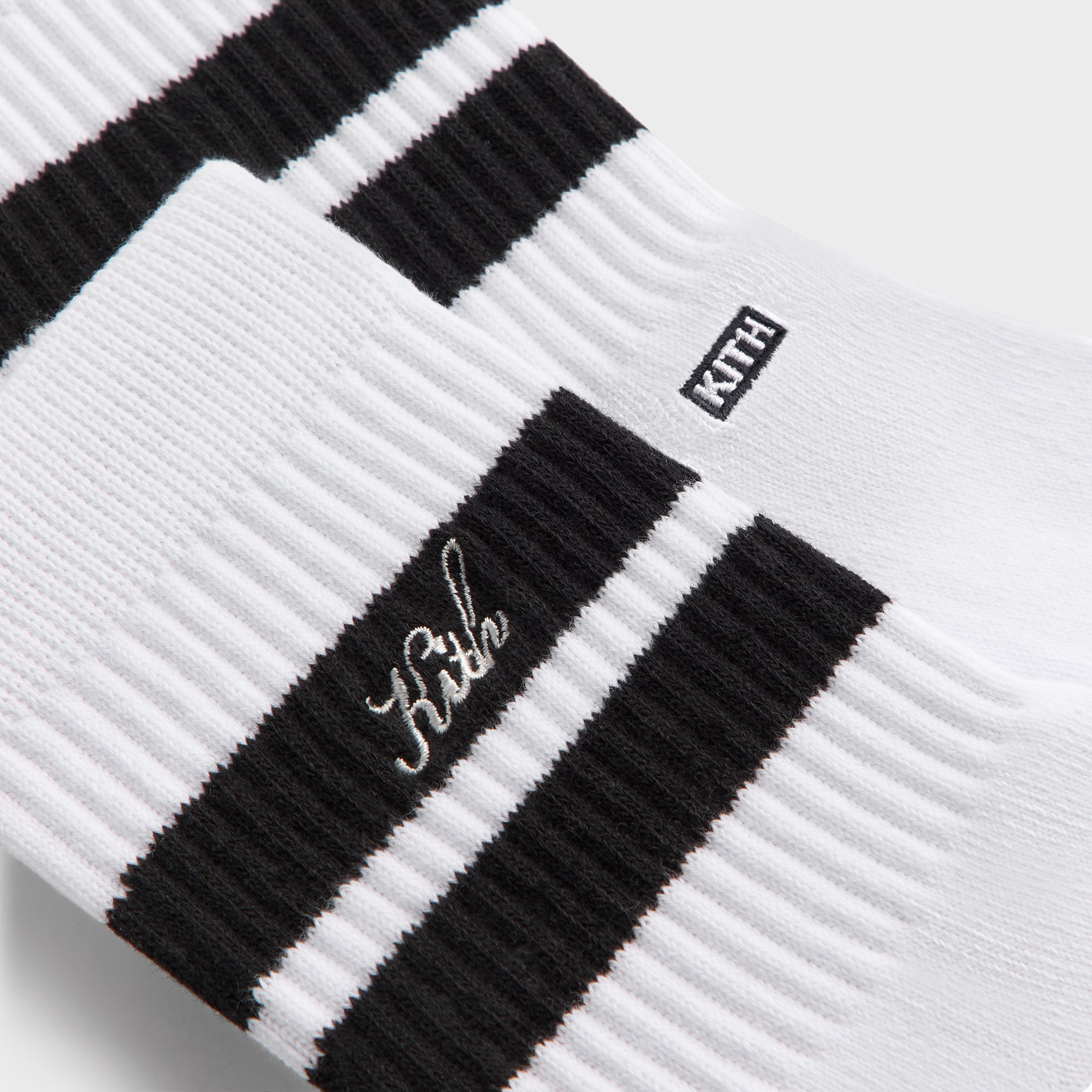 Kith 3-Pack Striped Mid Crew Socks - White | Kith White