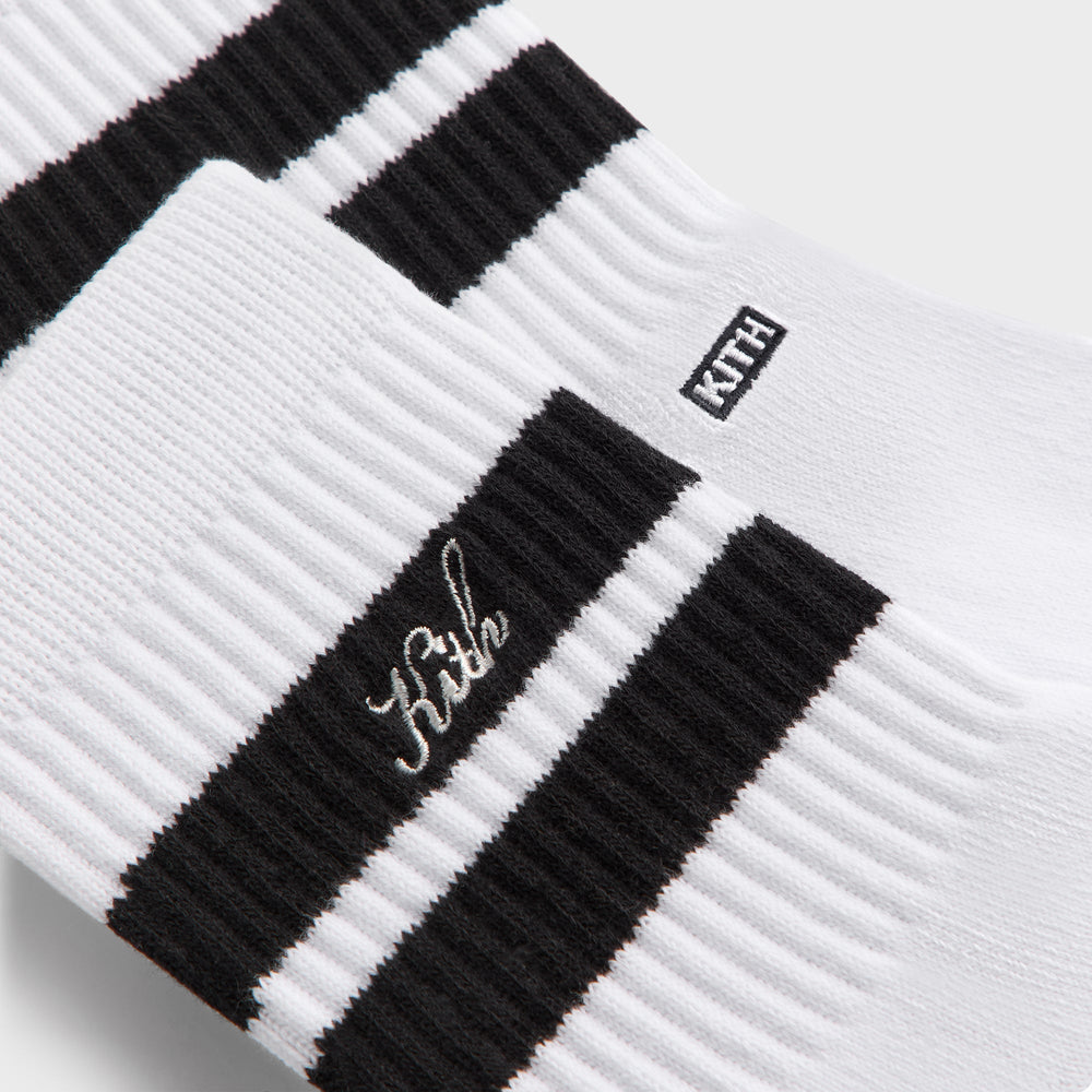 Kith 3-Pack Striped Mid Crew Socks - White | Kith White