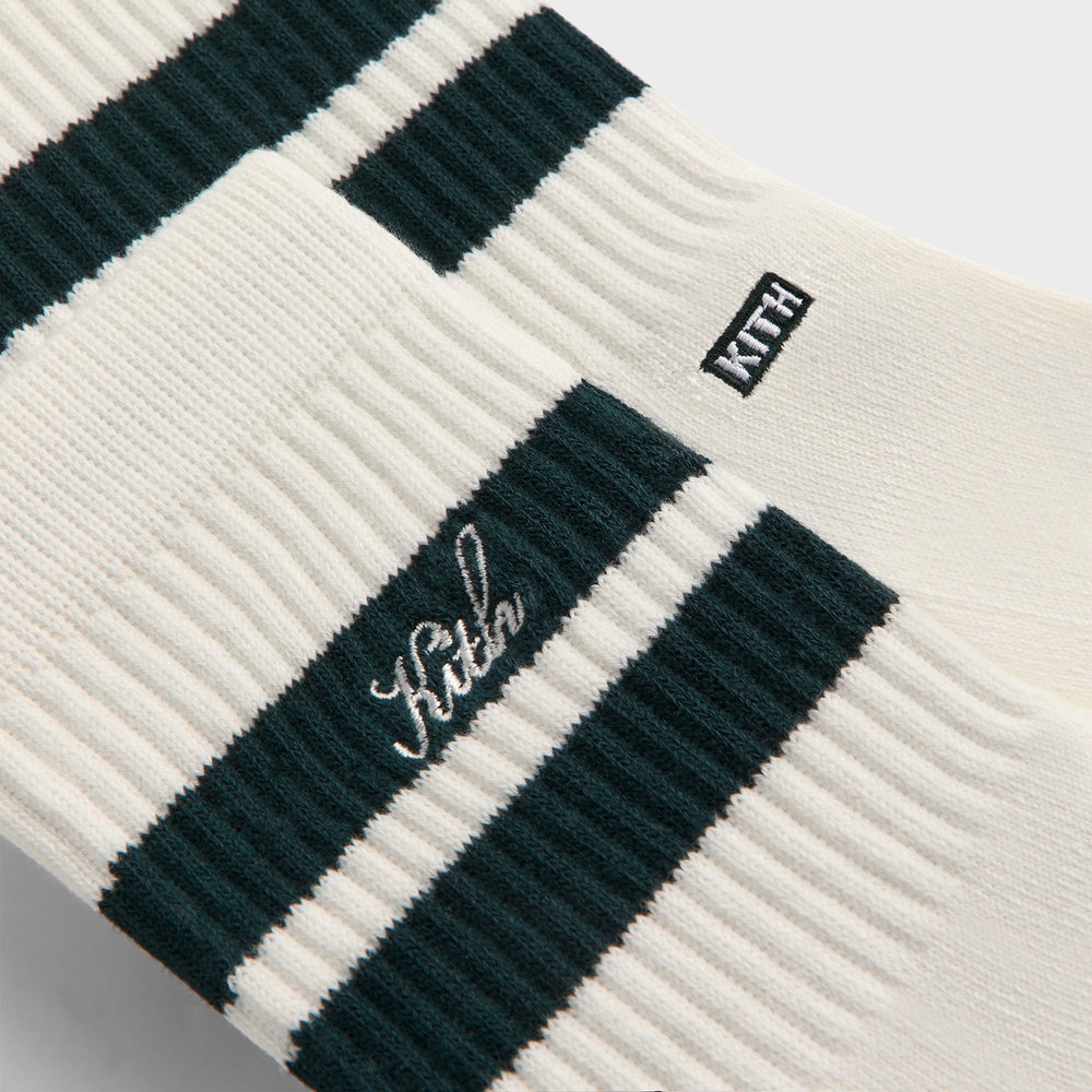 Kith 3-Pack Striped Mid Crew Socks - White | Kith White