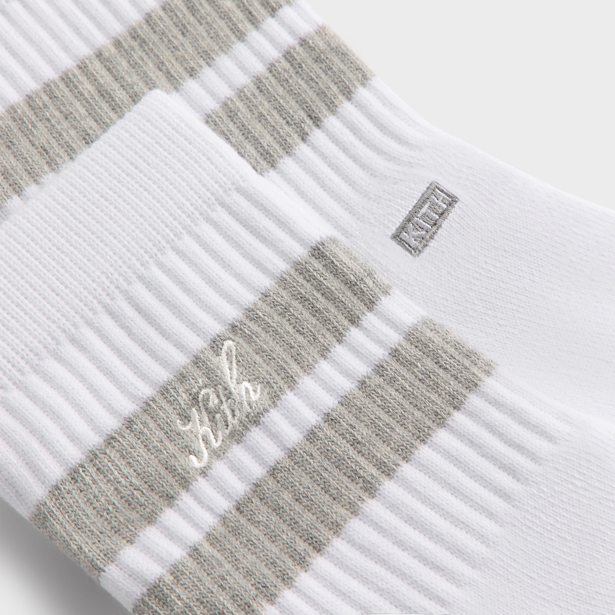 Kith 3-Pack Striped Mid Crew Socks - White | Kith White