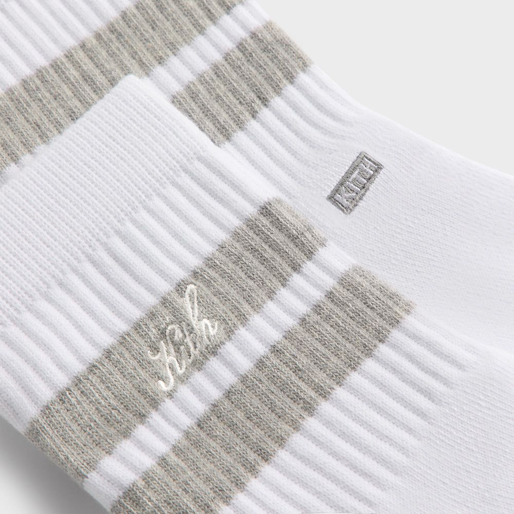 Kith 3-Pack Striped Mid Crew Socks - White | Kith White