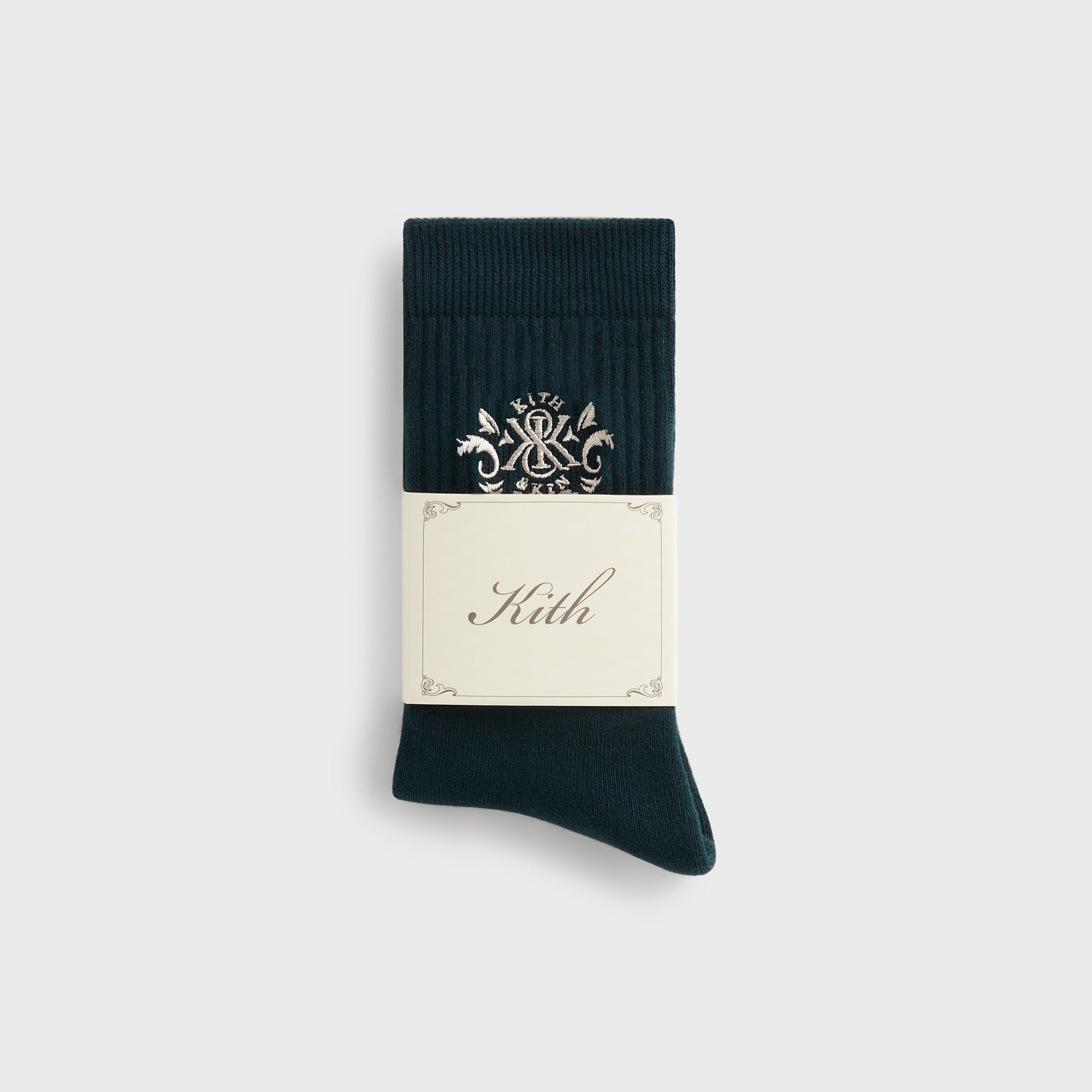 Kith Ornate Crest Logo Crew Socks - Stadium | Kith Stadium