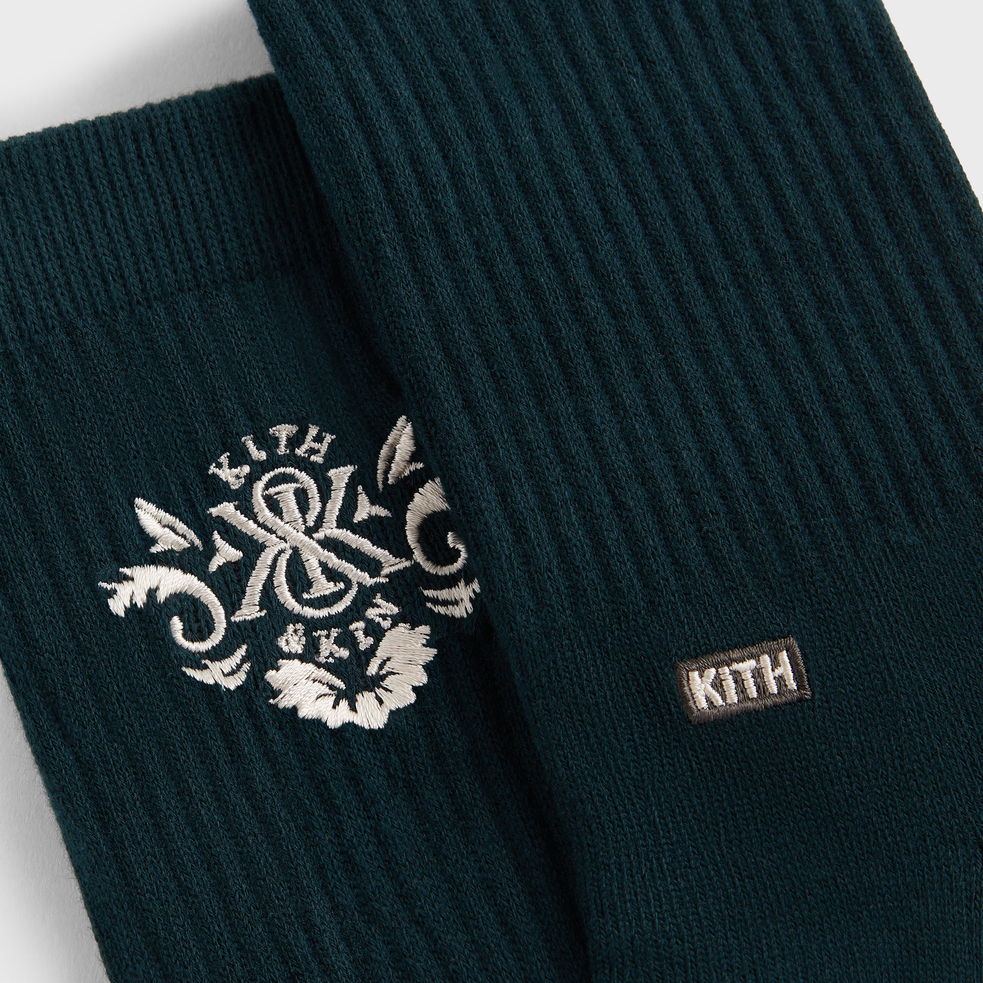 Kith Ornate Crest Logo Crew Socks - Stadium | Kith Stadium