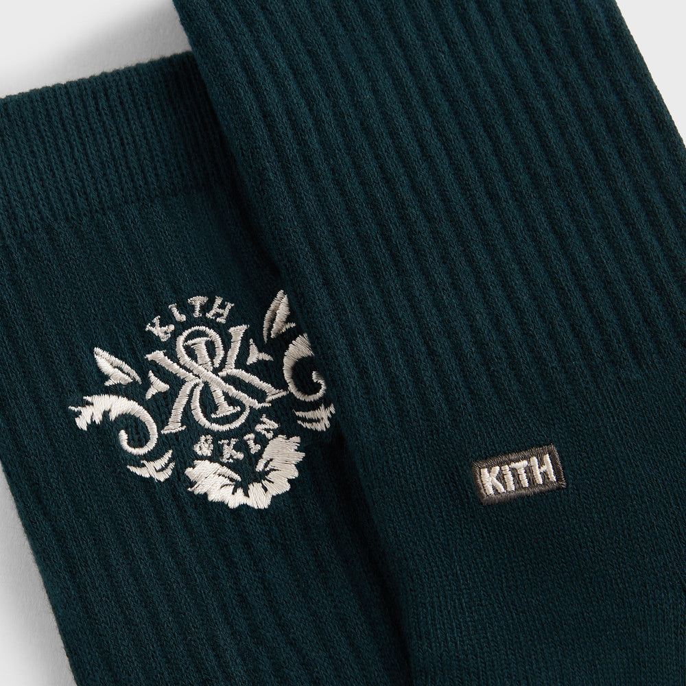 Kith Ornate Crest Logo Crew Socks - Stadium | Kith Stadium