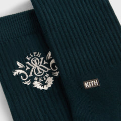 Kith Ornate Crest Logo Crew Socks - Stadium | Kith Stadium