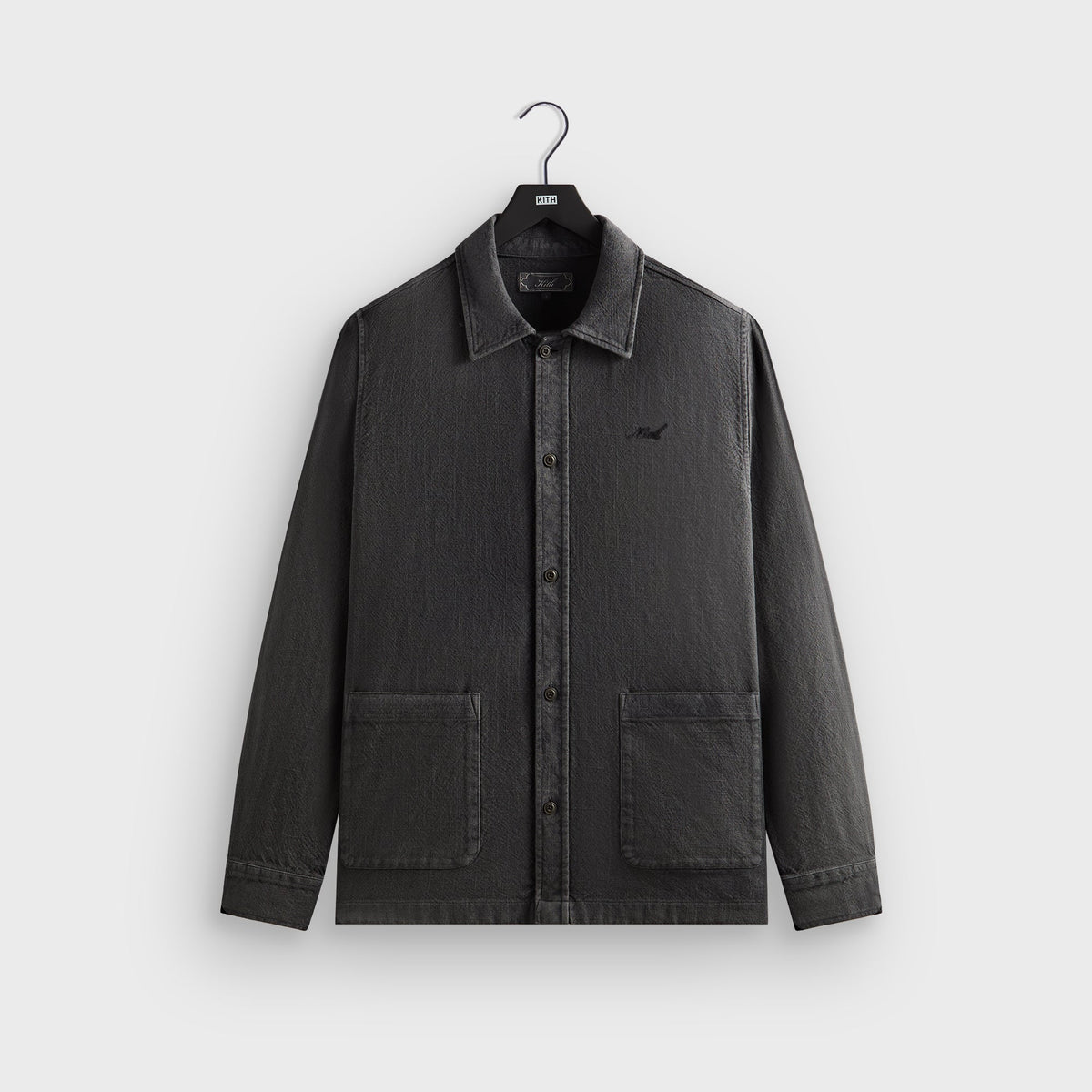 Kith Soft Woven Long Sleeve Boxy Collared Overshirt - Carbon | Kith Carbon