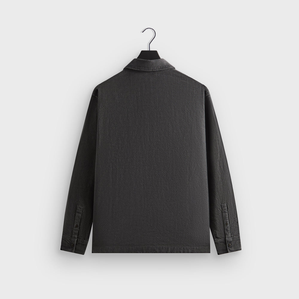 Kith Soft Woven Long Sleeve Boxy Collared Overshirt - Carbon | Kith Carbon