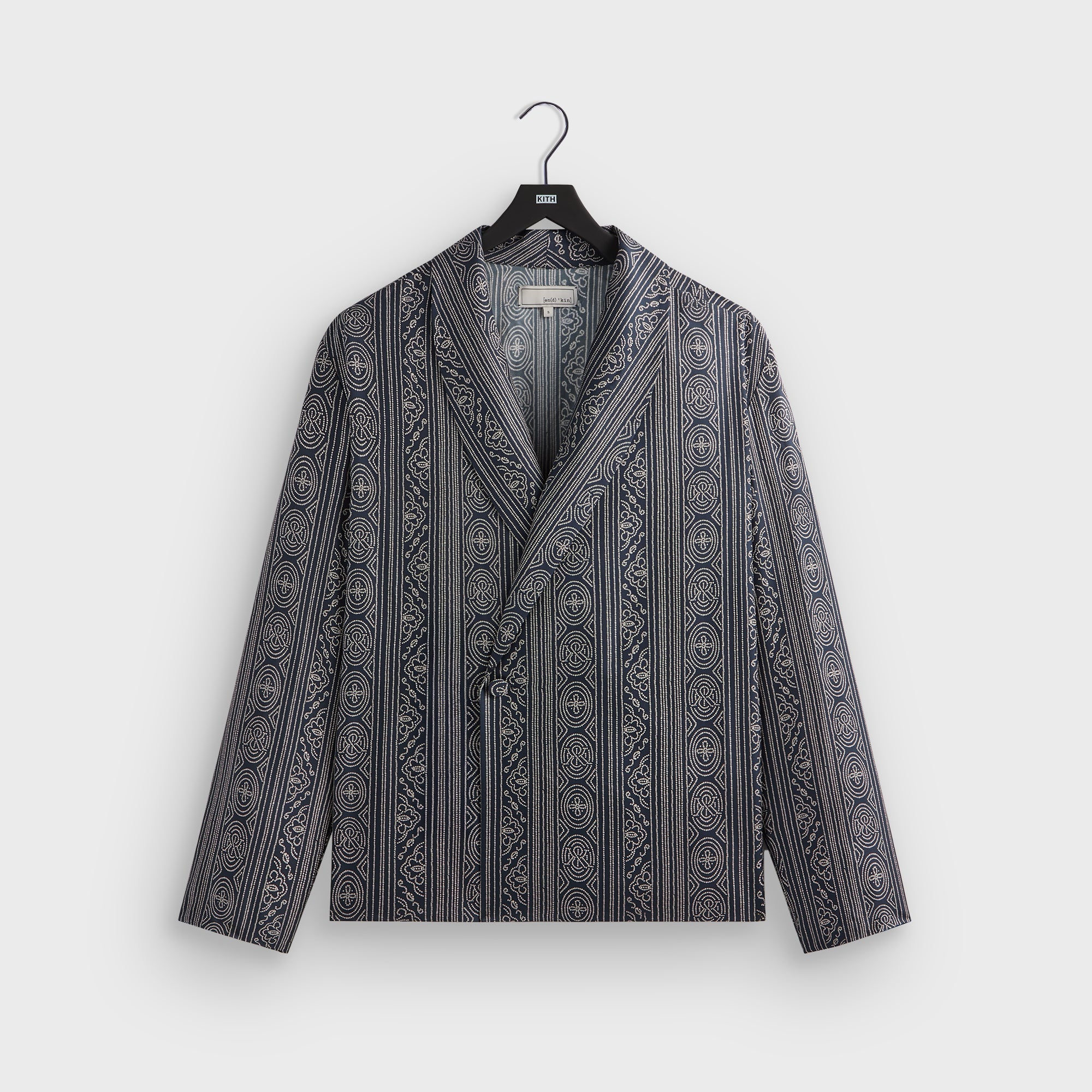 &Kin Batik Stripe Long Sleeve Thompson Crossover Shirt - Nocturnal | Kith Nocturnal