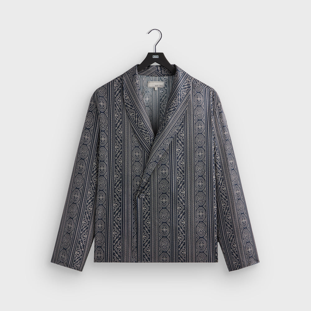 &Kin Batik Stripe Long Sleeve Thompson Crossover Shirt - Nocturnal | Kith Nocturnal