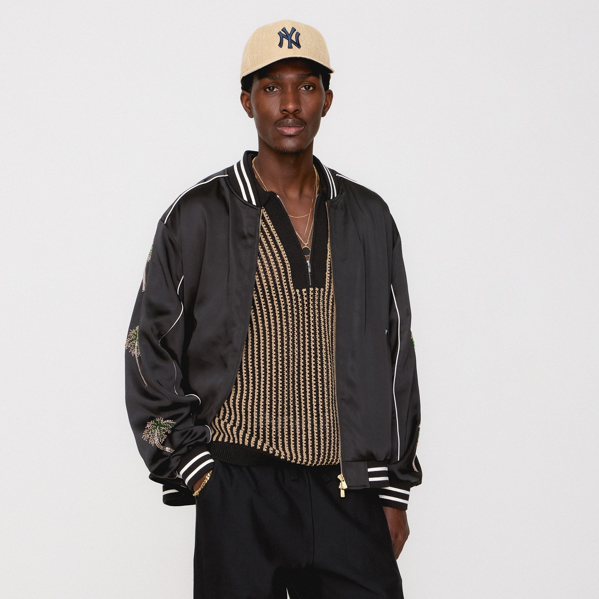 &Kin Vance Satin Bomber Jacket - Black | Kith Black