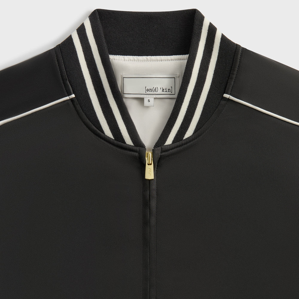 &Kin Vance Satin Bomber Jacket - Black | Kith Black