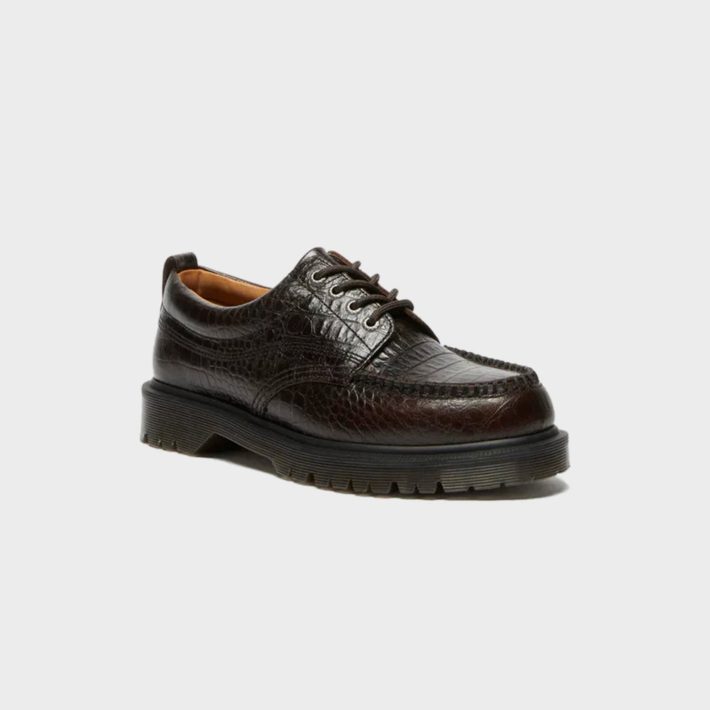 Dr. Martens Lowell Analine Crocodile Embossed Moc Toe Shoe - Dark Brow | Kith Dark Brown