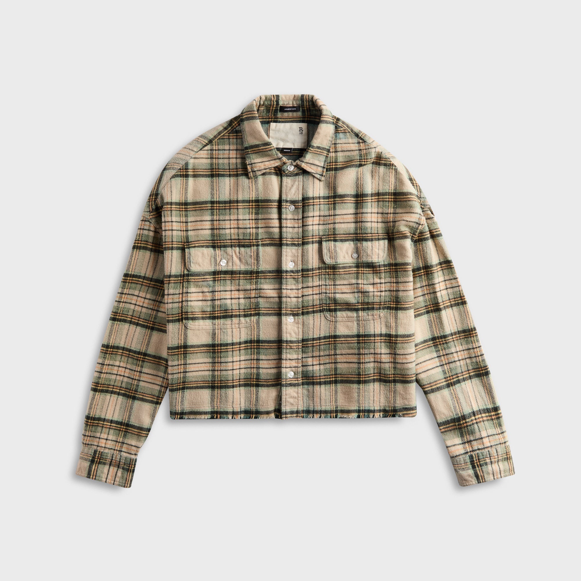 R13 Cropped Work Shirt - Cream Plaid | Kith Cream Plaid